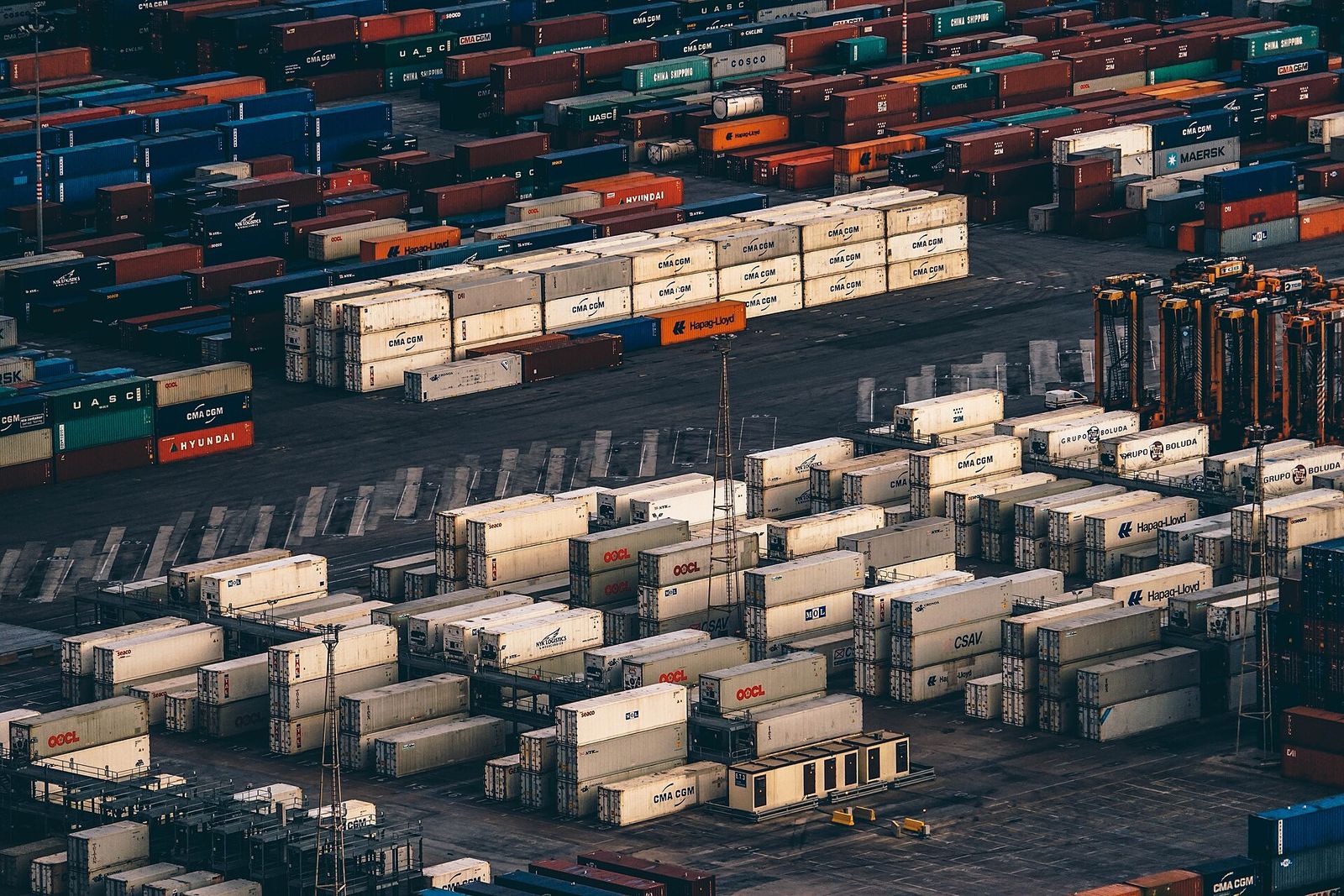 Containers stacked at the port
